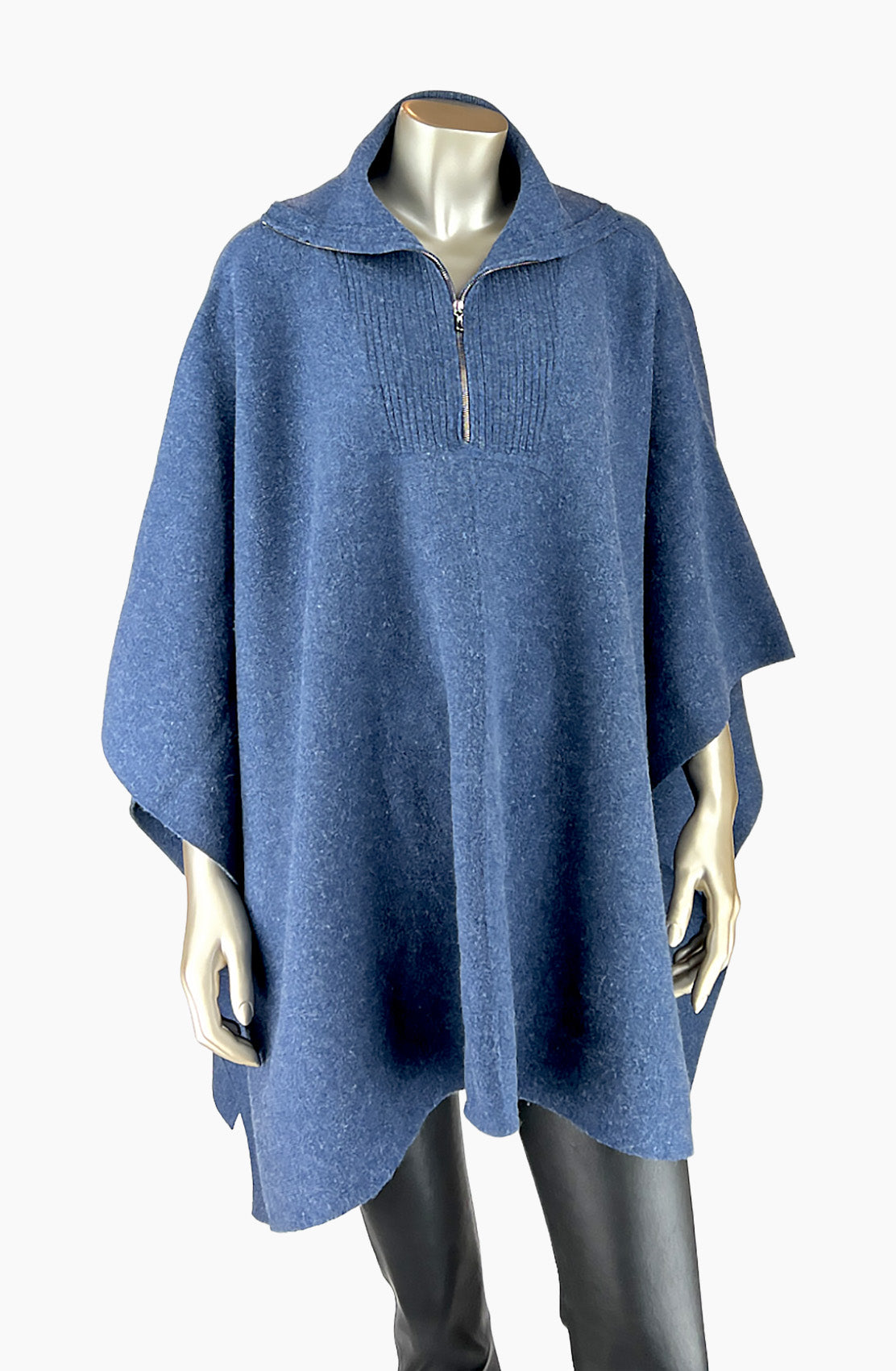Outlet: Zip Front Poncho, Navy.